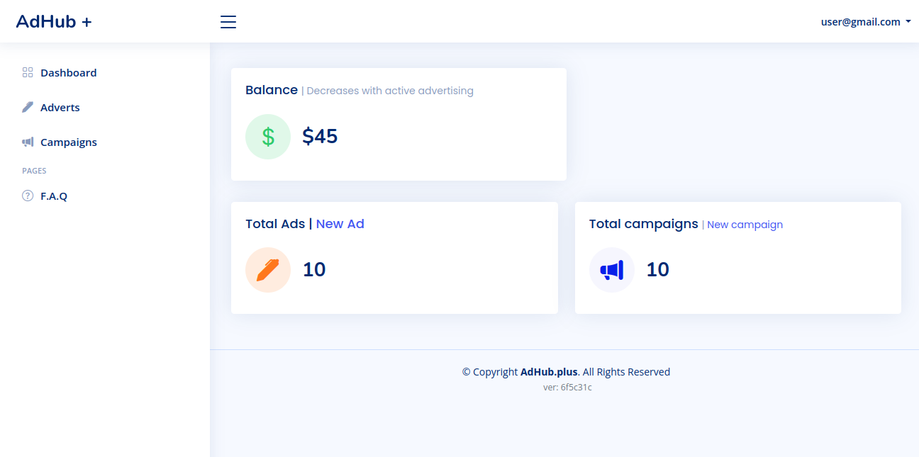 AdHub.plus Interface